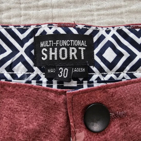 Mens Multi-Functional Beach Shorts Flamingo Chambray Size 30 NWTS - Picture 3 of 10